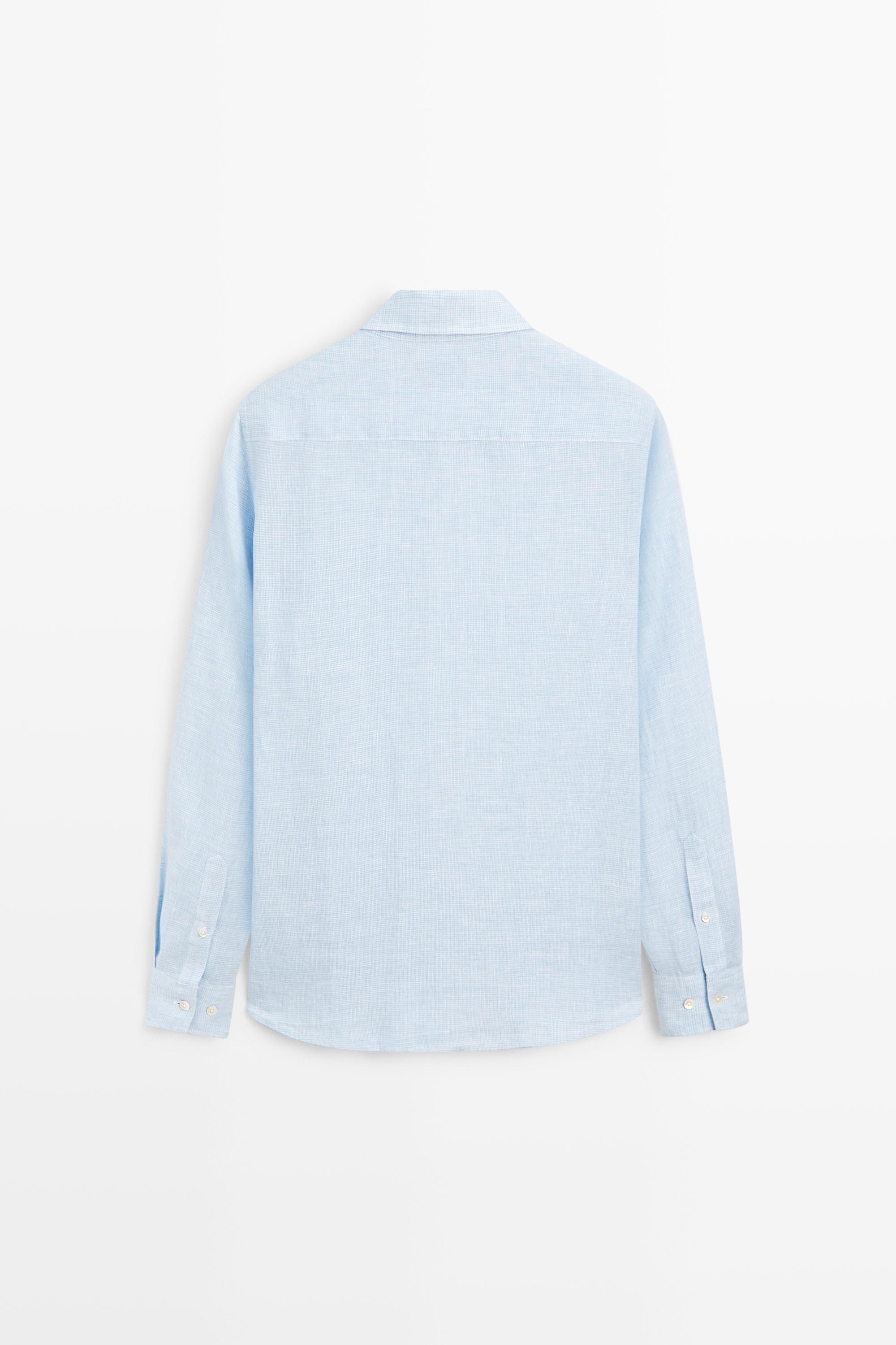 100% linen regular fit check shirt
